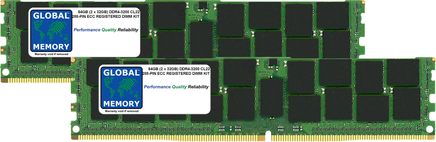 64GB (2 x 32GB) DDR4 3200MHz PC4-25600 288-PIN ECC REGISTERED DIMM (RDIMM) MEMORY RAM KIT FOR DELL SERVERS/WORKSTATIONS (4 RANK KIT CHIPKILL)